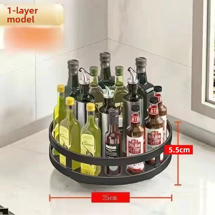 Rotatable Multi-Layer Metal Kitchen Countertop Storage Rack