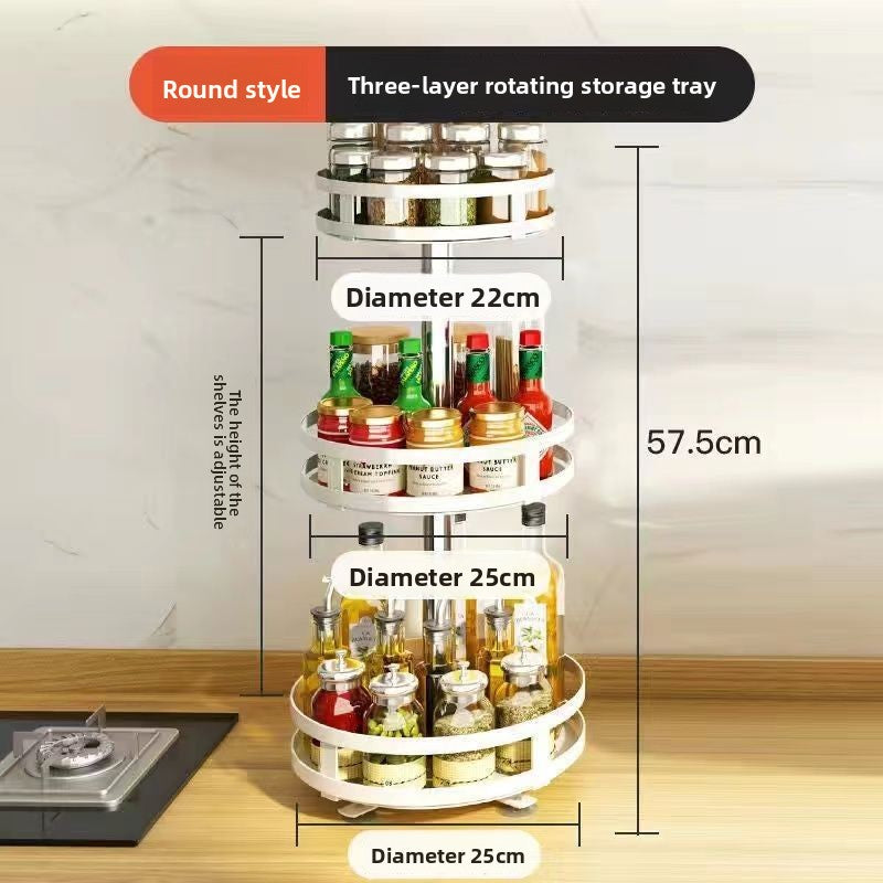 Rotatable Multi-Layer Metal Kitchen Countertop Storage Rack