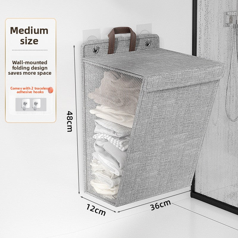 Folding Dirty Clothes Basket Wall-Mounted Storage Organizer Laundry Hamper