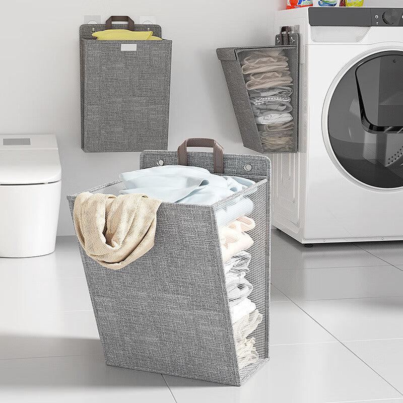 Folding Dirty Clothes Basket Wall-Mounted Storage Organizer Laundry Hamper