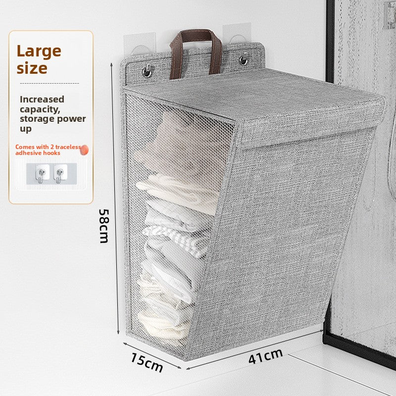 Folding Dirty Clothes Basket Wall-Mounted Storage Organizer Laundry Hamper
