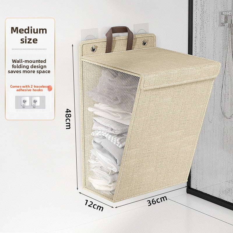 Folding Dirty Clothes Basket Wall-Mounted Storage Organizer Laundry Hamper