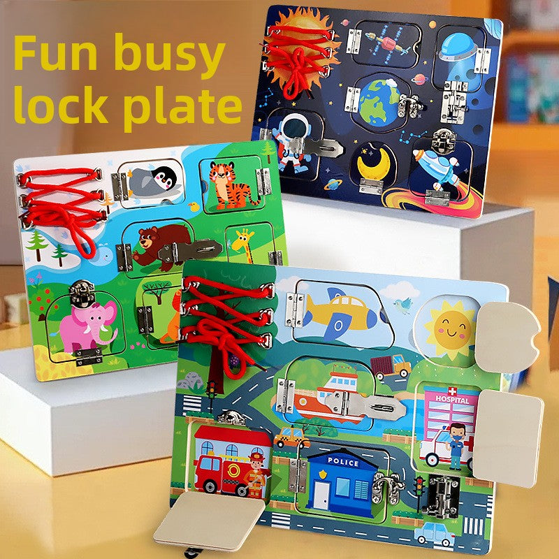 Childrens Montessori Busy Board Wooden Educational Toy