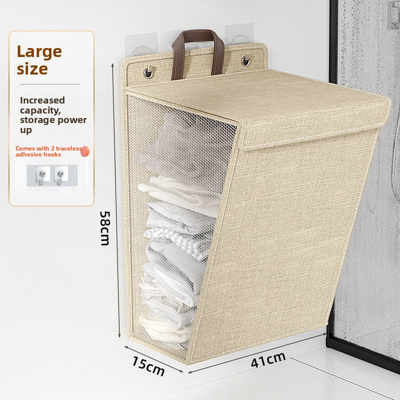 Folding Dirty Clothes Basket Wall-Mounted Storage Organizer Laundry Hamper
