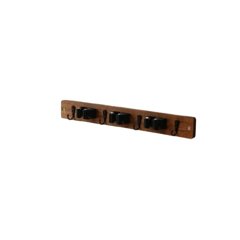 Wall-Mounted Wooden Mop Broom Storage Rack