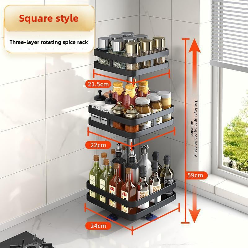 Rotatable Multi-Layer Metal Kitchen Countertop Storage Rack