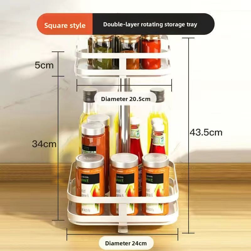 Rotatable Multi-Layer Metal Kitchen Countertop Storage Rack