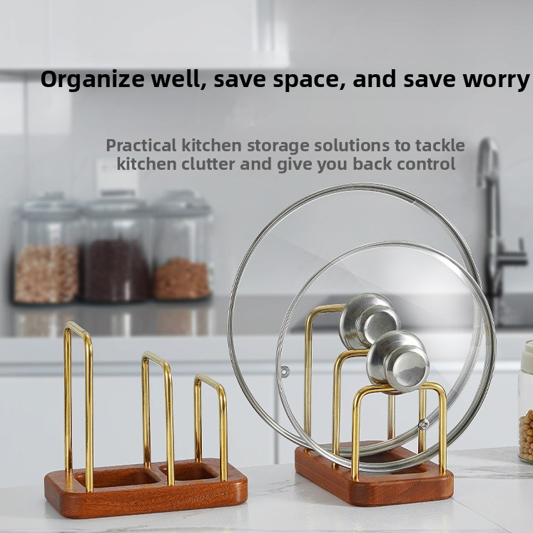 Solid Wood Cutting Board and Pot Lid Storage Rack
